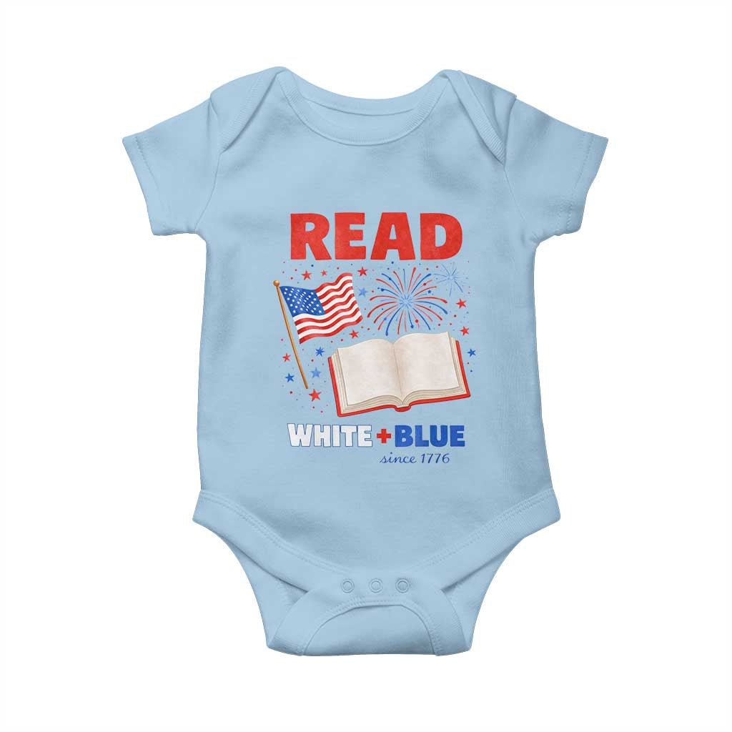 Patriotic Bookish 4th Of July Read White Blue Since 1776 Baby Onesie