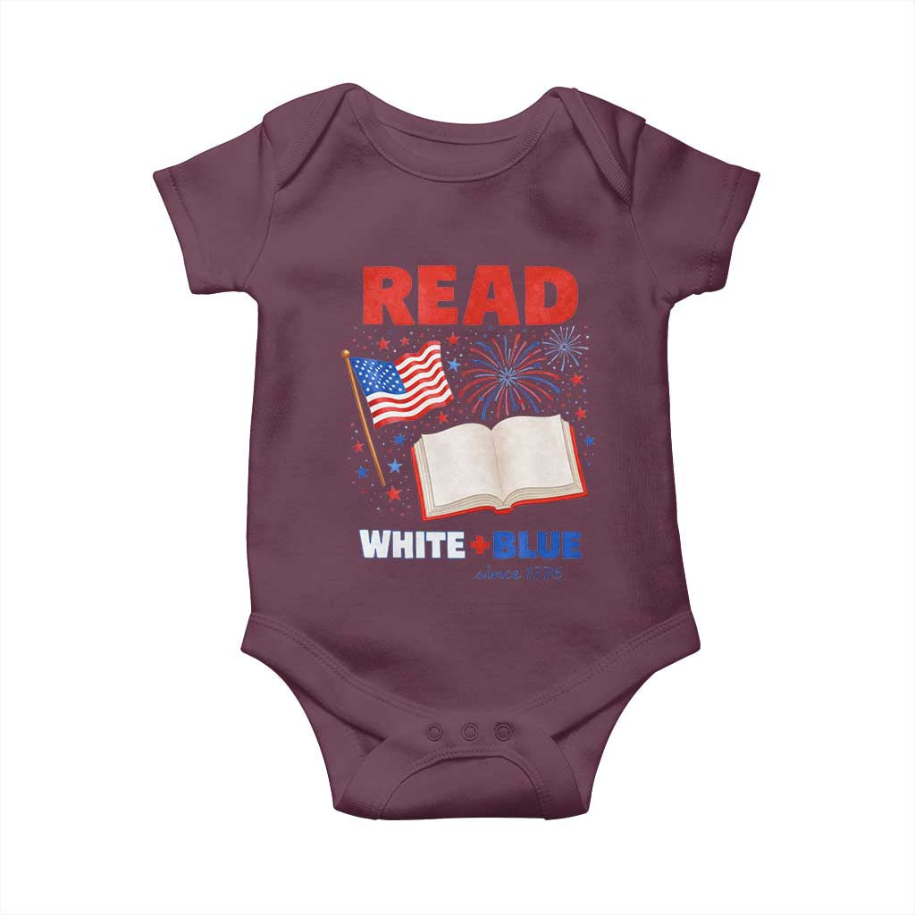 Patriotic Bookish 4th Of July Read White Blue Since 1776 Baby Onesie