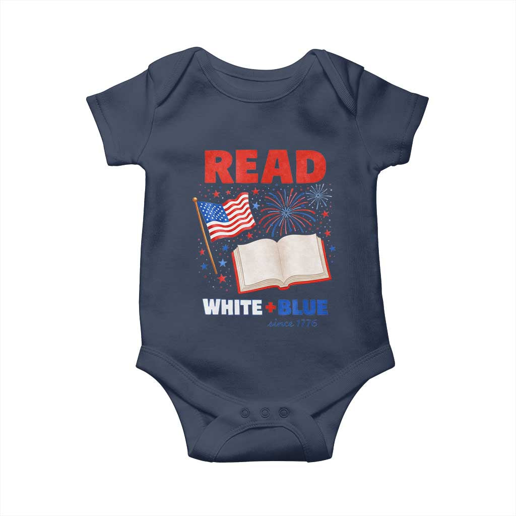 Patriotic Bookish 4th Of July Read White Blue Since 1776 Baby Onesie