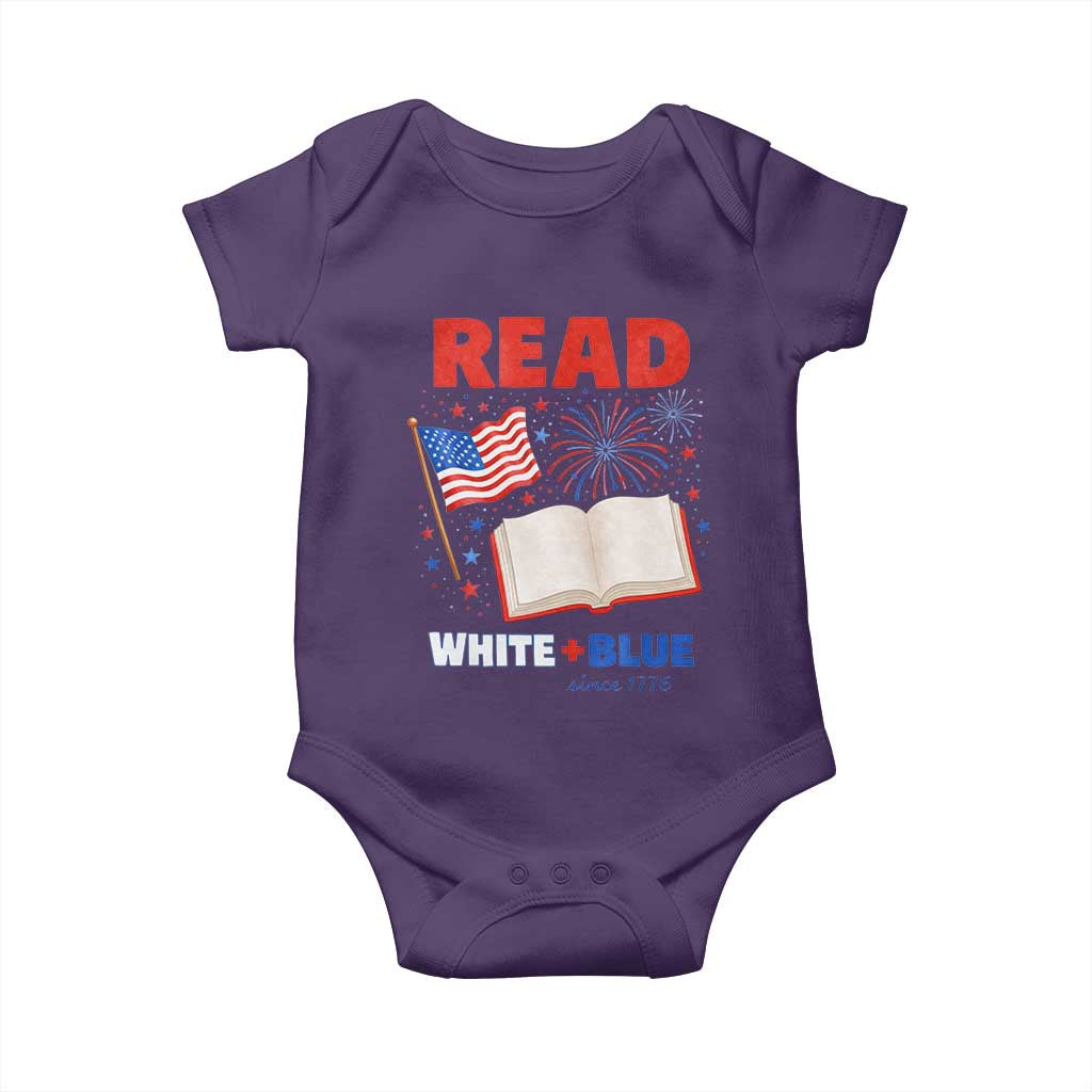 Patriotic Bookish 4th Of July Read White Blue Since 1776 Baby Onesie