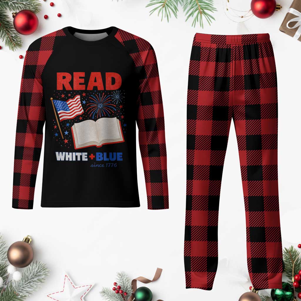 Patriotic Bookish 4th Of July Read White Blue Since 1776 Plaid Pajama Set