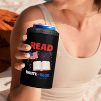 Patriotic Bookish 4th Of July Read White Blue Since 1776 4 in 1 Can Cooler Tumbler