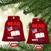 Patriotic Bookish 4th Of July Read White Blue Since 1776 Ceramic Ornament