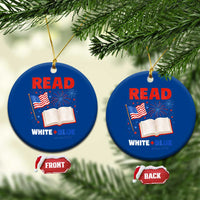 Patriotic Bookish 4th Of July Read White Blue Since 1776 Ceramic Ornament