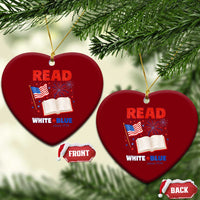 Patriotic Bookish 4th Of July Read White Blue Since 1776 Ceramic Ornament