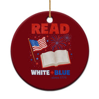 Patriotic Bookish 4th Of July Read White Blue Since 1776 Ceramic Ornament