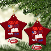 Patriotic Bookish 4th Of July Read White Blue Since 1776 Ceramic Ornament