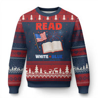 Patriotic Bookish 4th Of July Read White Blue Since 1776 Ugly Christmas Sweater