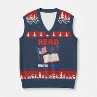 Patriotic Bookish 4th Of July Read White Blue Since 1776 V-Neck Knit Sweater Vest