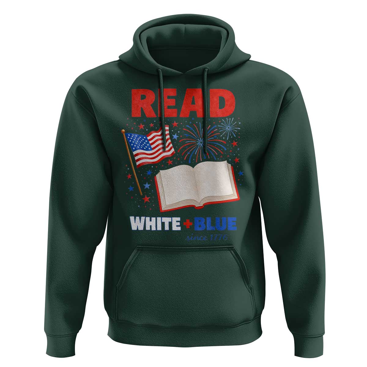 Patriotic Bookish 4th Of July Read White Blue Since 1776 Hoodie