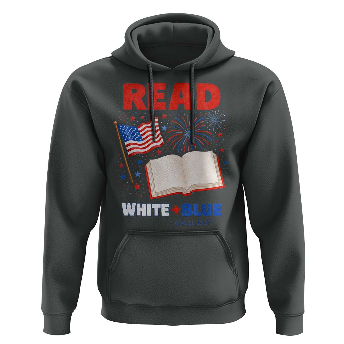 Patriotic Bookish 4th Of July Read White Blue Since 1776 Hoodie