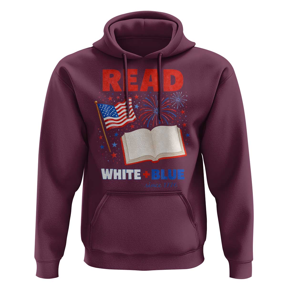 Patriotic Bookish 4th Of July Read White Blue Since 1776 Hoodie
