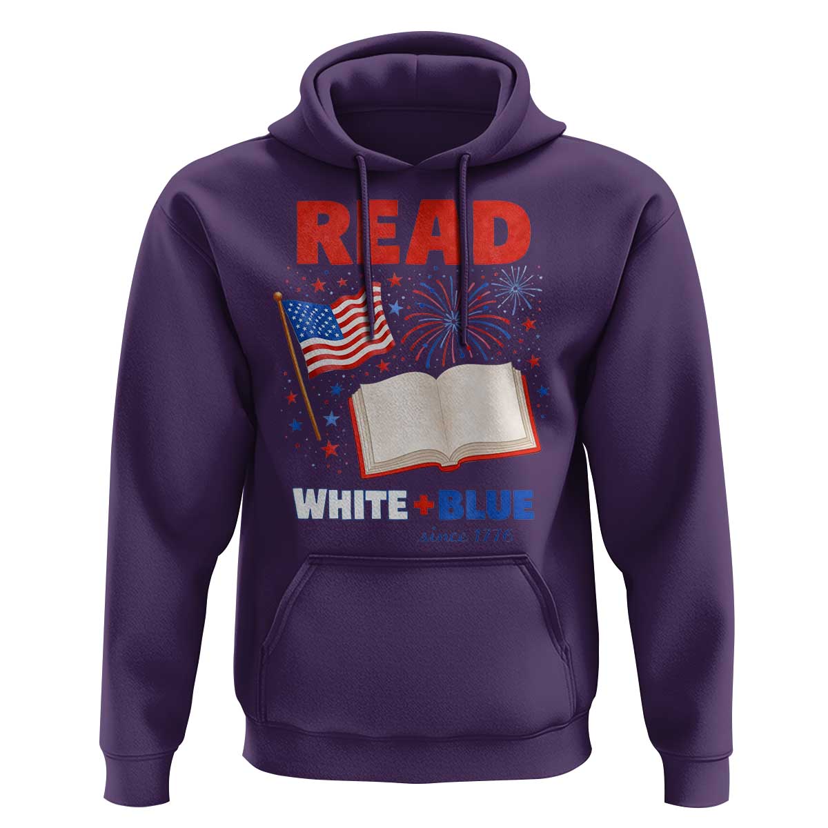 Patriotic Bookish 4th Of July Read White Blue Since 1776 Hoodie