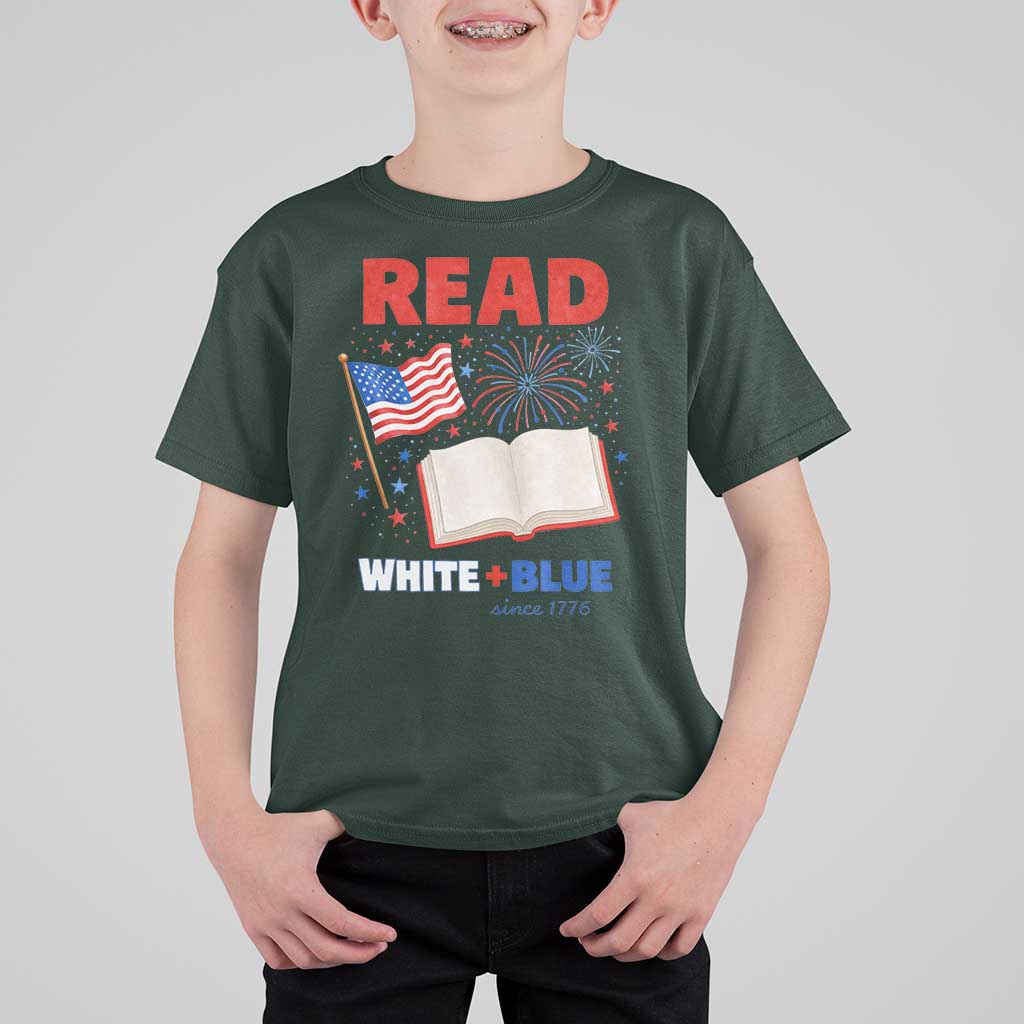 Patriotic Bookish 4th Of July Read White Blue Since 1776 T Shirt For Kid