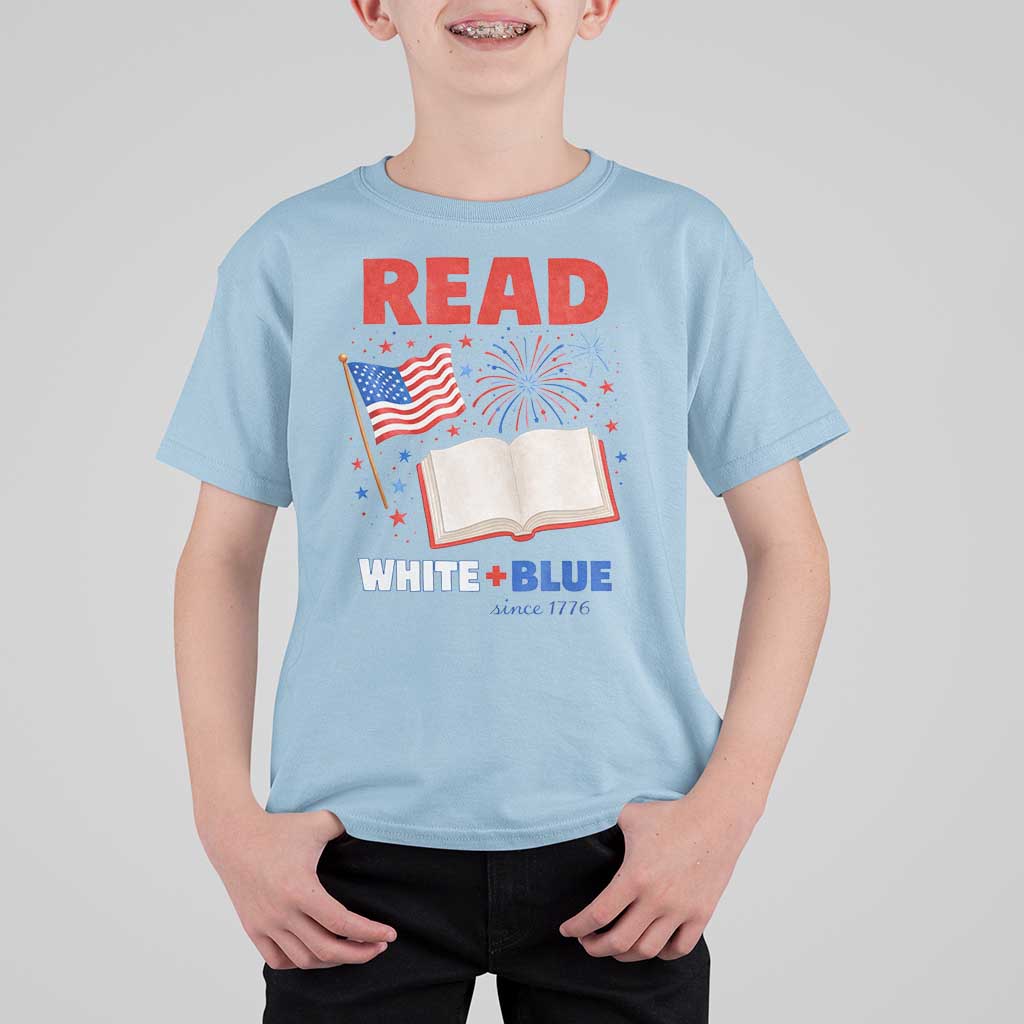 Patriotic Bookish 4th Of July Read White Blue Since 1776 T Shirt For Kid
