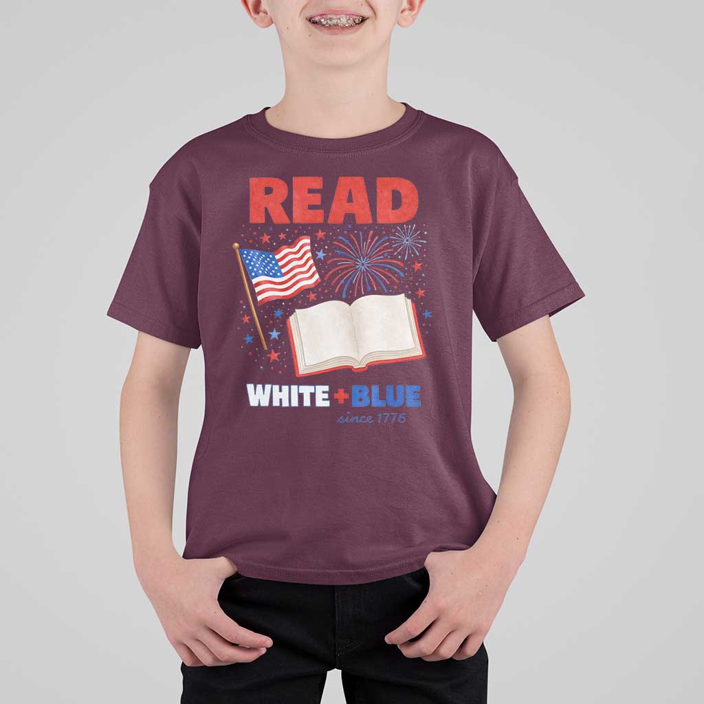 Patriotic Bookish 4th Of July Read White Blue Since 1776 T Shirt For Kid