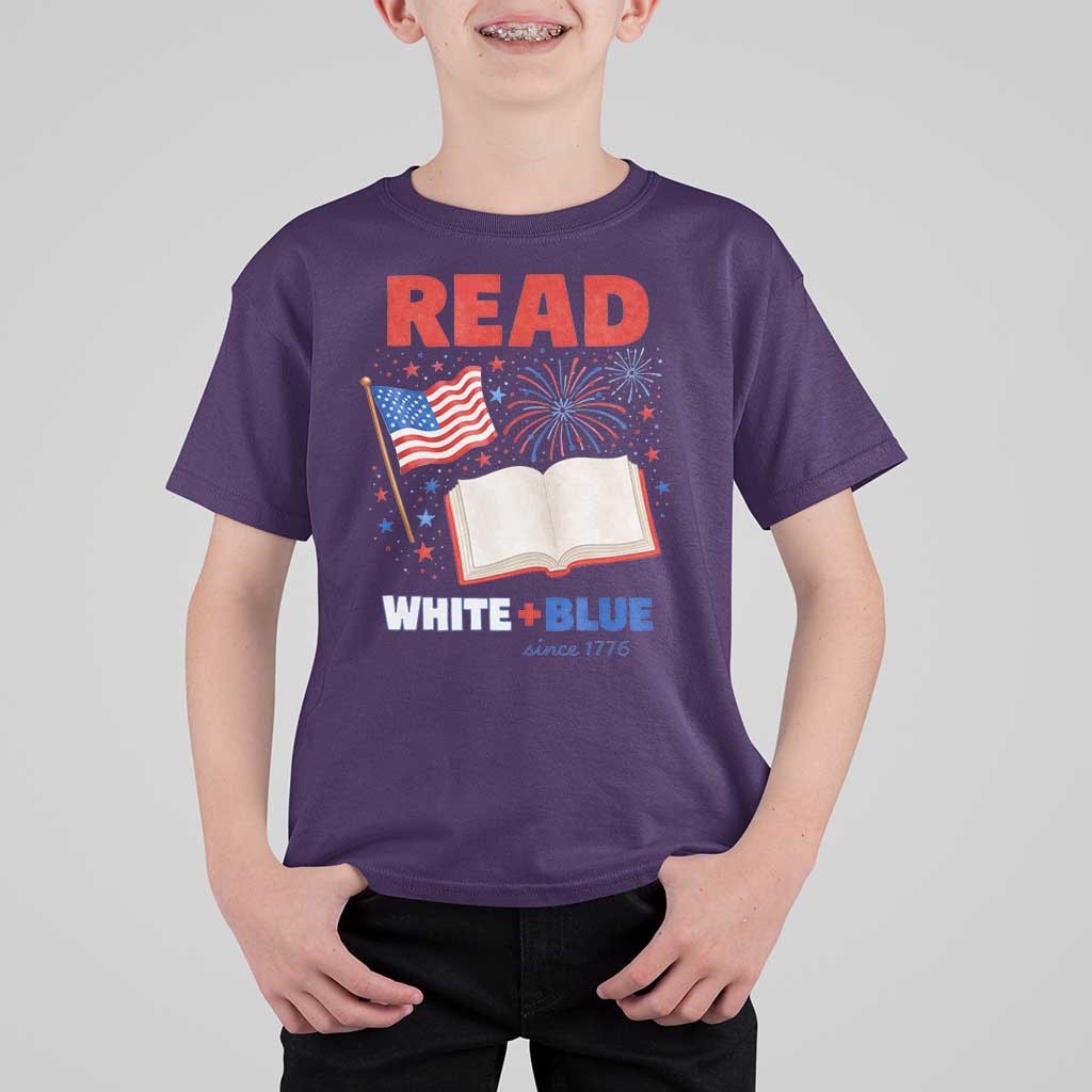 Patriotic Bookish 4th Of July Read White Blue Since 1776 T Shirt For Kid