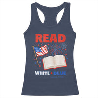 Patriotic Bookish 4th Of July Read White Blue Since 1776 Racerback Tank Top