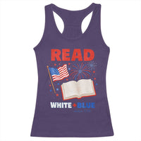Patriotic Bookish 4th Of July Read White Blue Since 1776 Racerback Tank Top