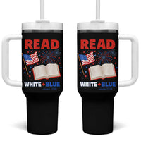 Patriotic Bookish 4th Of July Read White Blue Since 1776 Tumbler With Handle