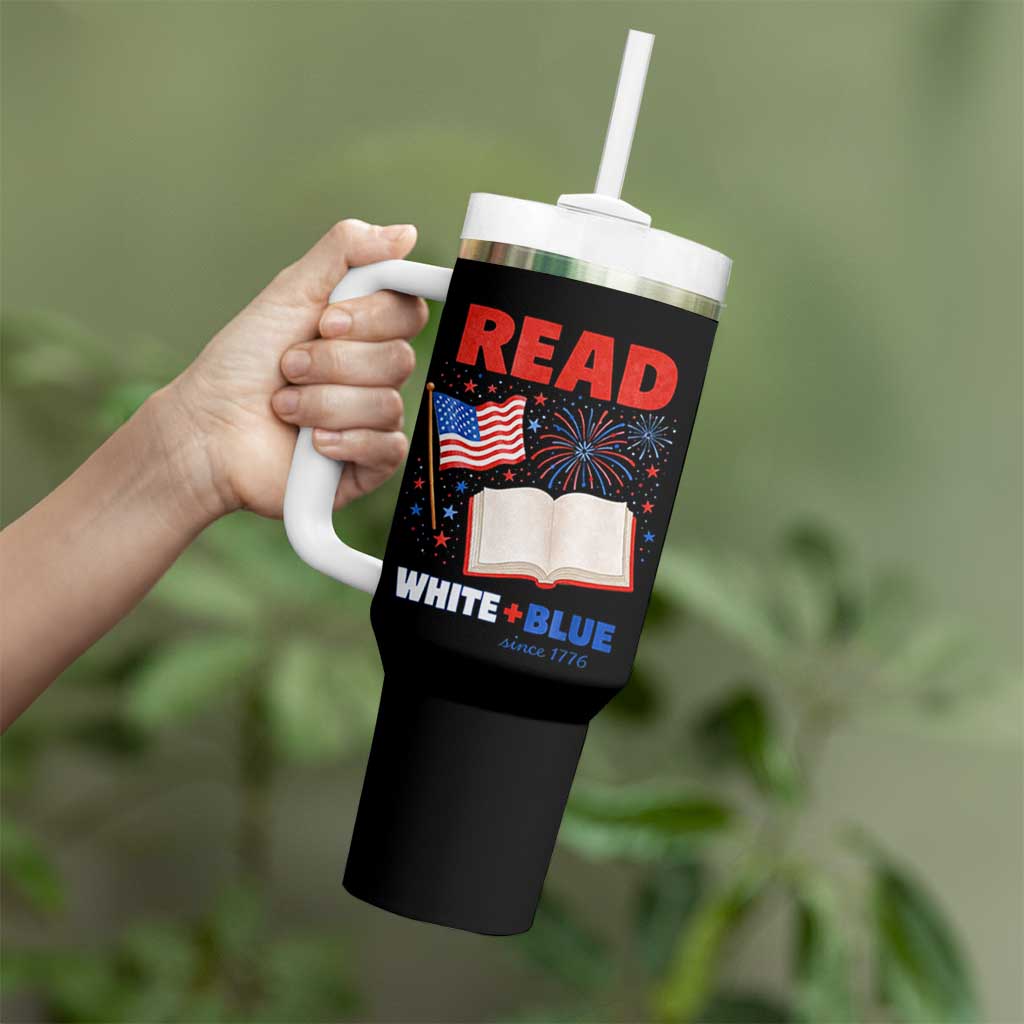 Patriotic Bookish 4th Of July Read White Blue Since 1776 Tumbler With Handle