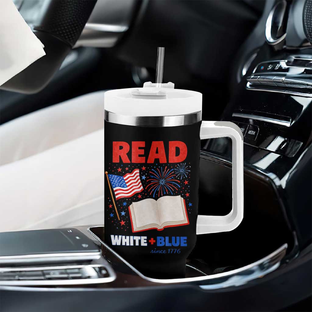 Patriotic Bookish 4th Of July Read White Blue Since 1776 Tumbler With Handle