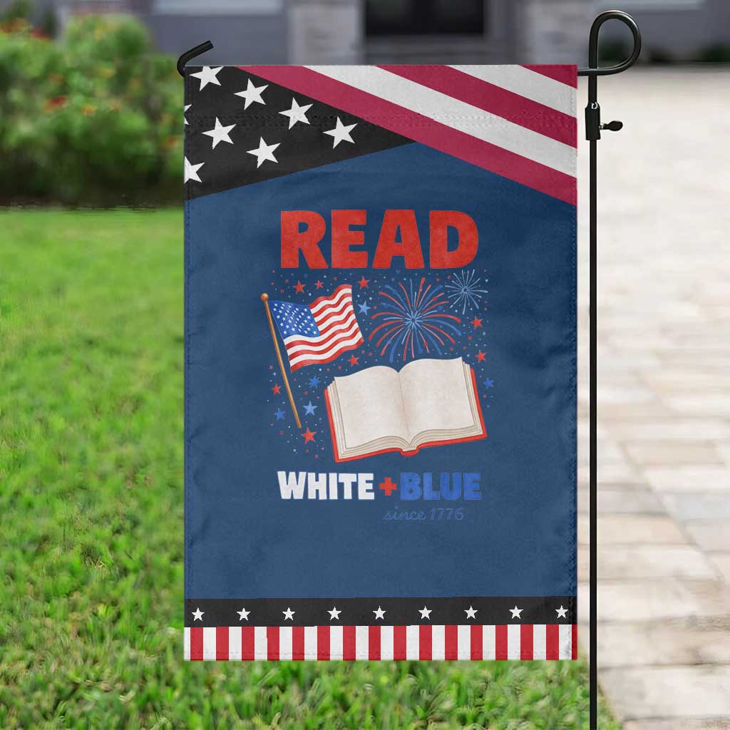 Patriotic Bookish 4th Of July Read White Blue Since 1776 Garden Flag