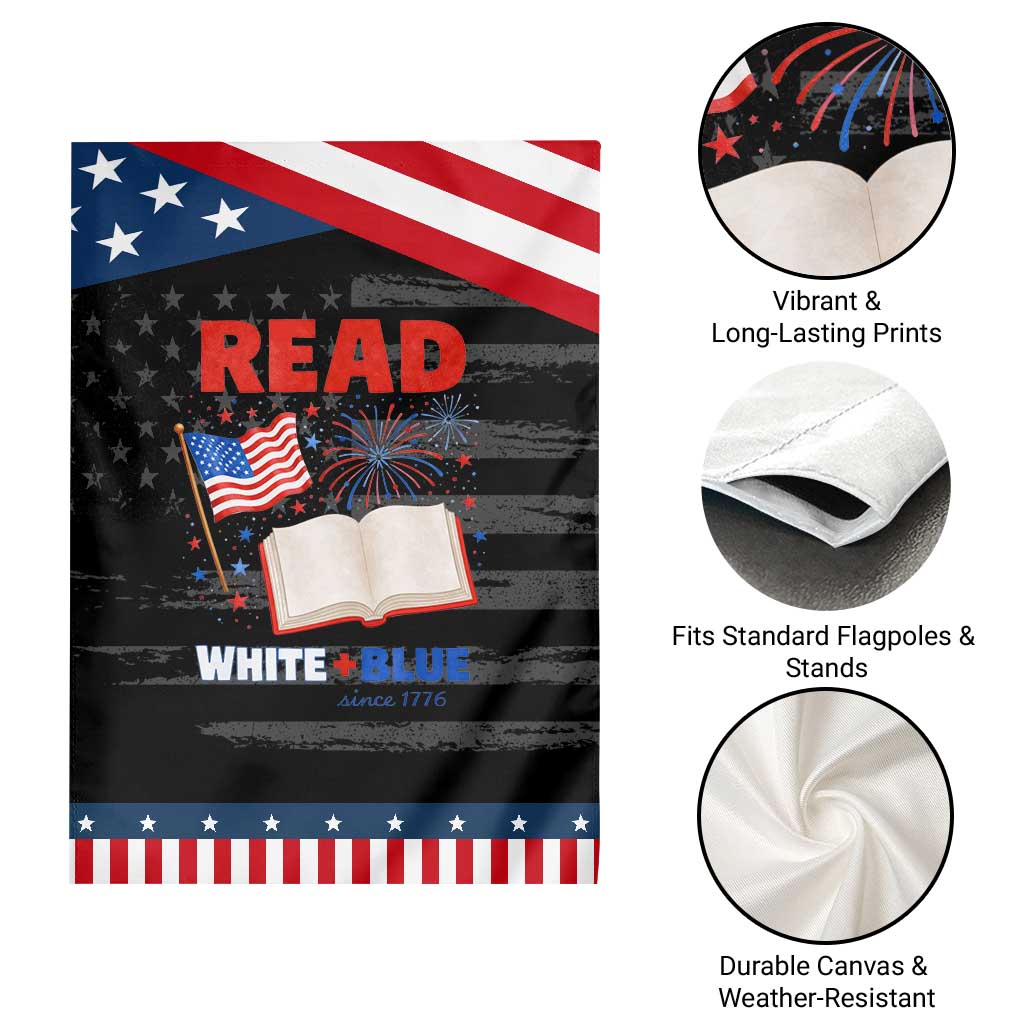 Patriotic Bookish 4th Of July Read White Blue Since 1776 Garden Flag
