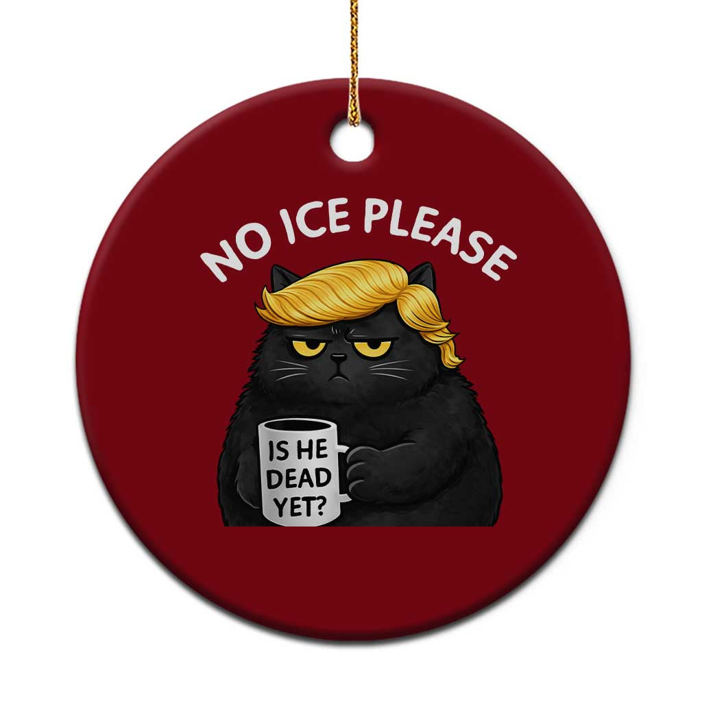 No ICE Protest Ceramic Ornament Is He Dead Yet Black Cat Meme