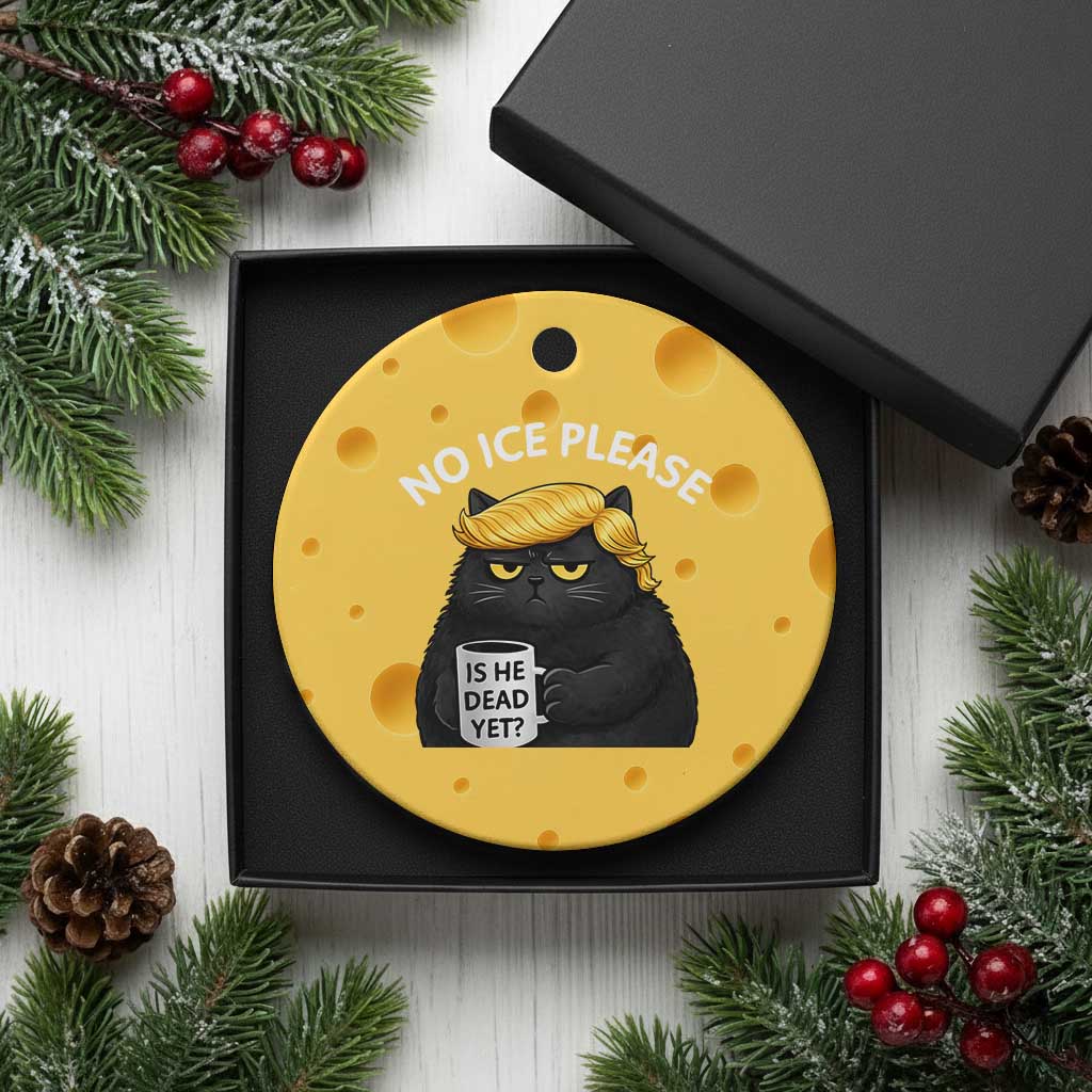 No ICE Protest Ceramic Ornament Is He Dead Yet Black Cat Meme