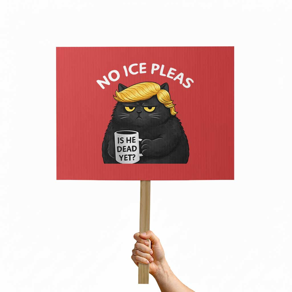 No ICE Protest Protest Sign Is He Dead Yet Black Cat Meme