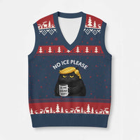 No ICE Protest V-Neck Knit Sweater Vest Is He Dead Yet Black Cat Meme