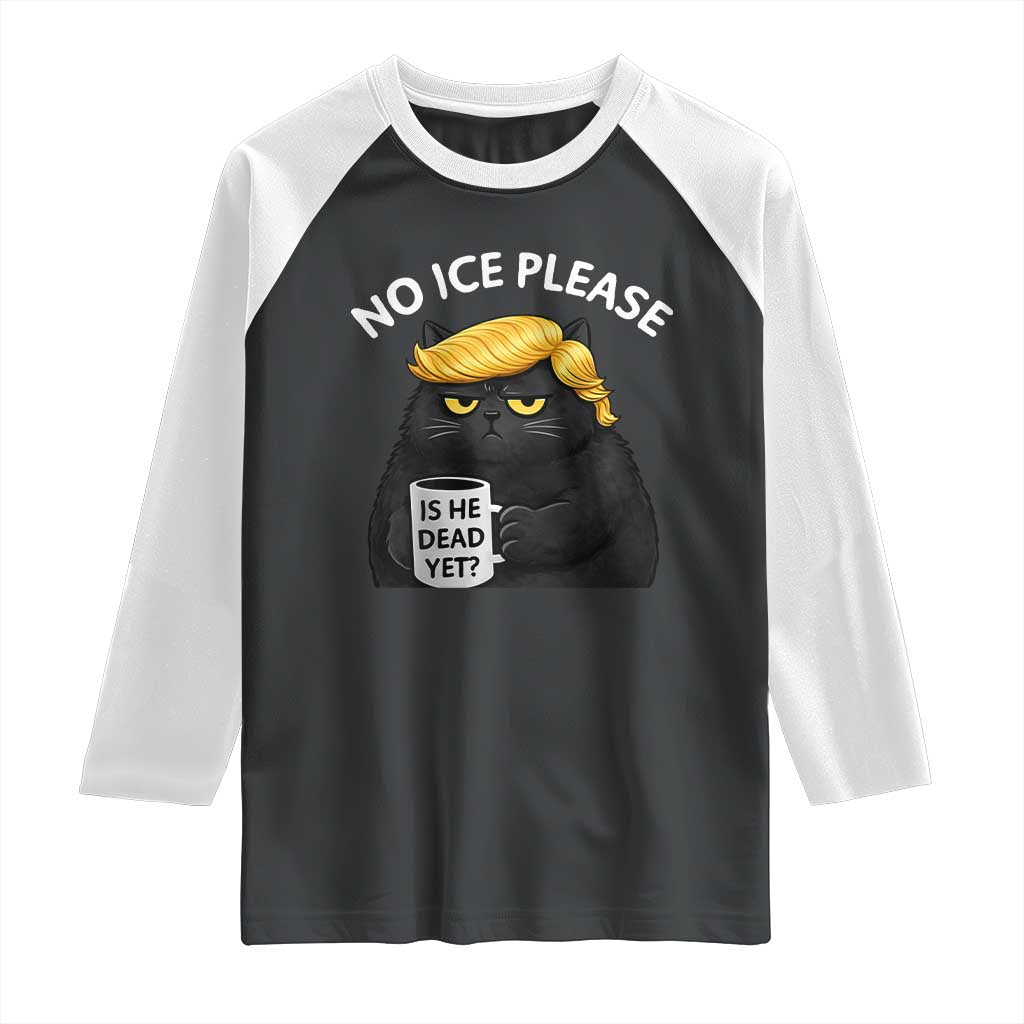 No ICE Protest Raglan Shirt Is He Dead Yet Black Cat Meme