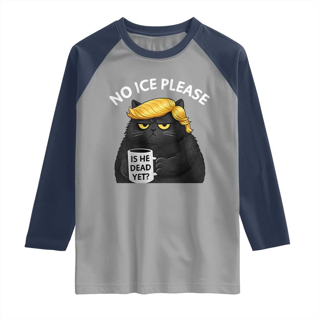 No ICE Protest Raglan Shirt Is He Dead Yet Black Cat Meme
