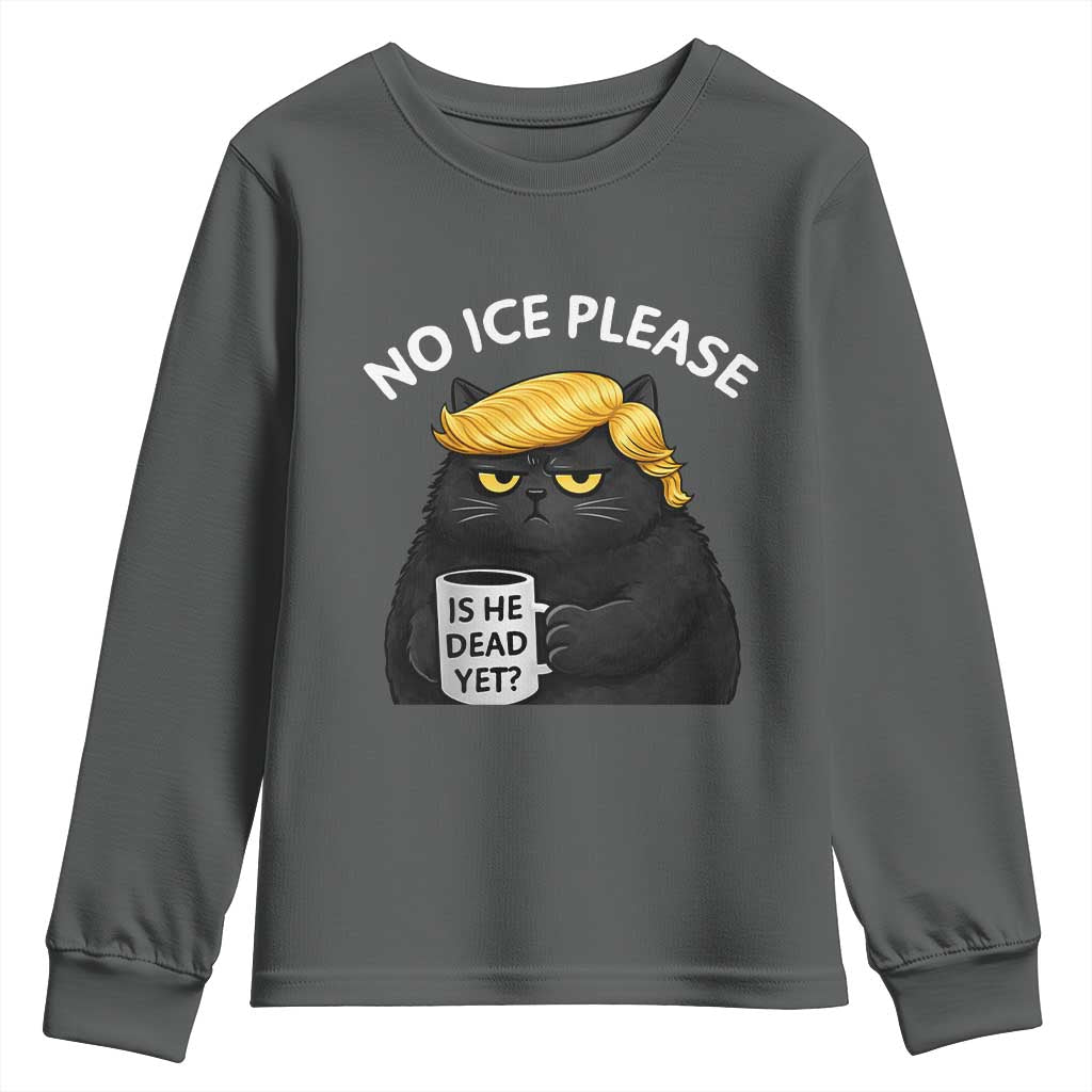 No ICE Protest Youth Sweatshirt Is He Dead Yet Black Cat Meme