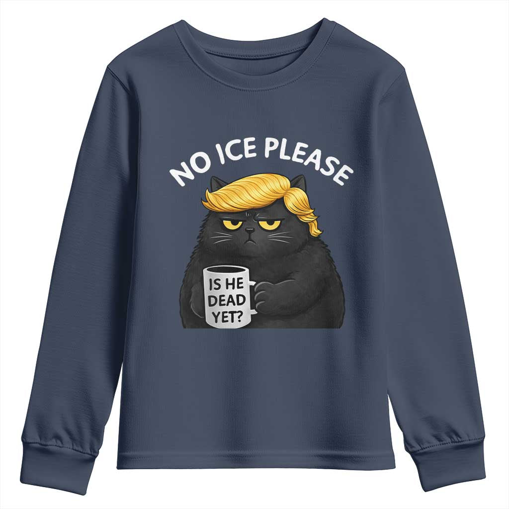 No ICE Protest Youth Sweatshirt Is He Dead Yet Black Cat Meme