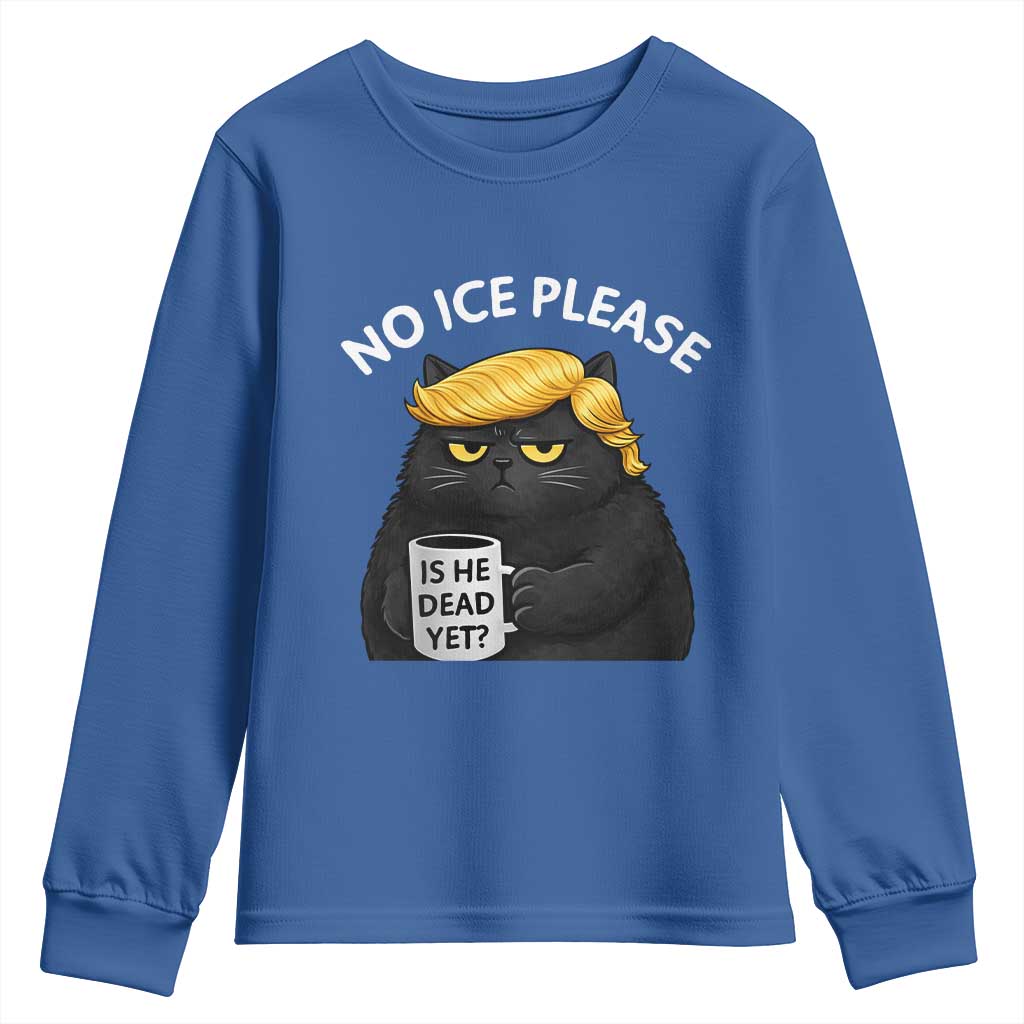 No ICE Protest Youth Sweatshirt Is He Dead Yet Black Cat Meme