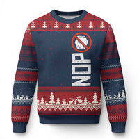 No ICE Protest Ugly Christmas Sweater Nope Sign Vertical