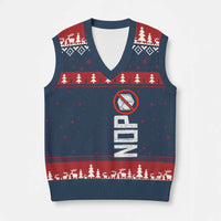 No ICE Protest V-Neck Knit Sweater Vest Nope Sign Vertical
