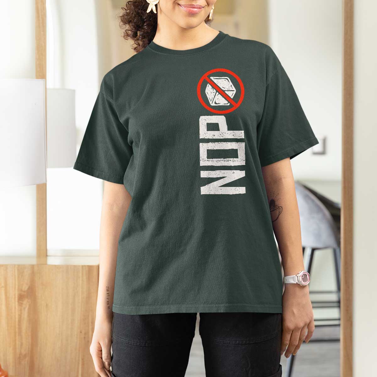 No ICE Protest T Shirt For Women Nope Sign Vertical