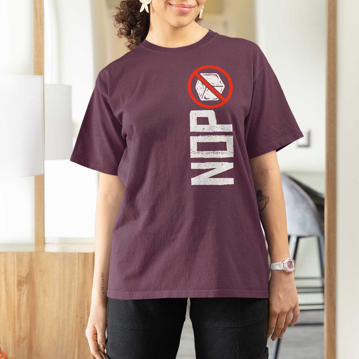 No ICE Protest T Shirt For Women Nope Sign Vertical