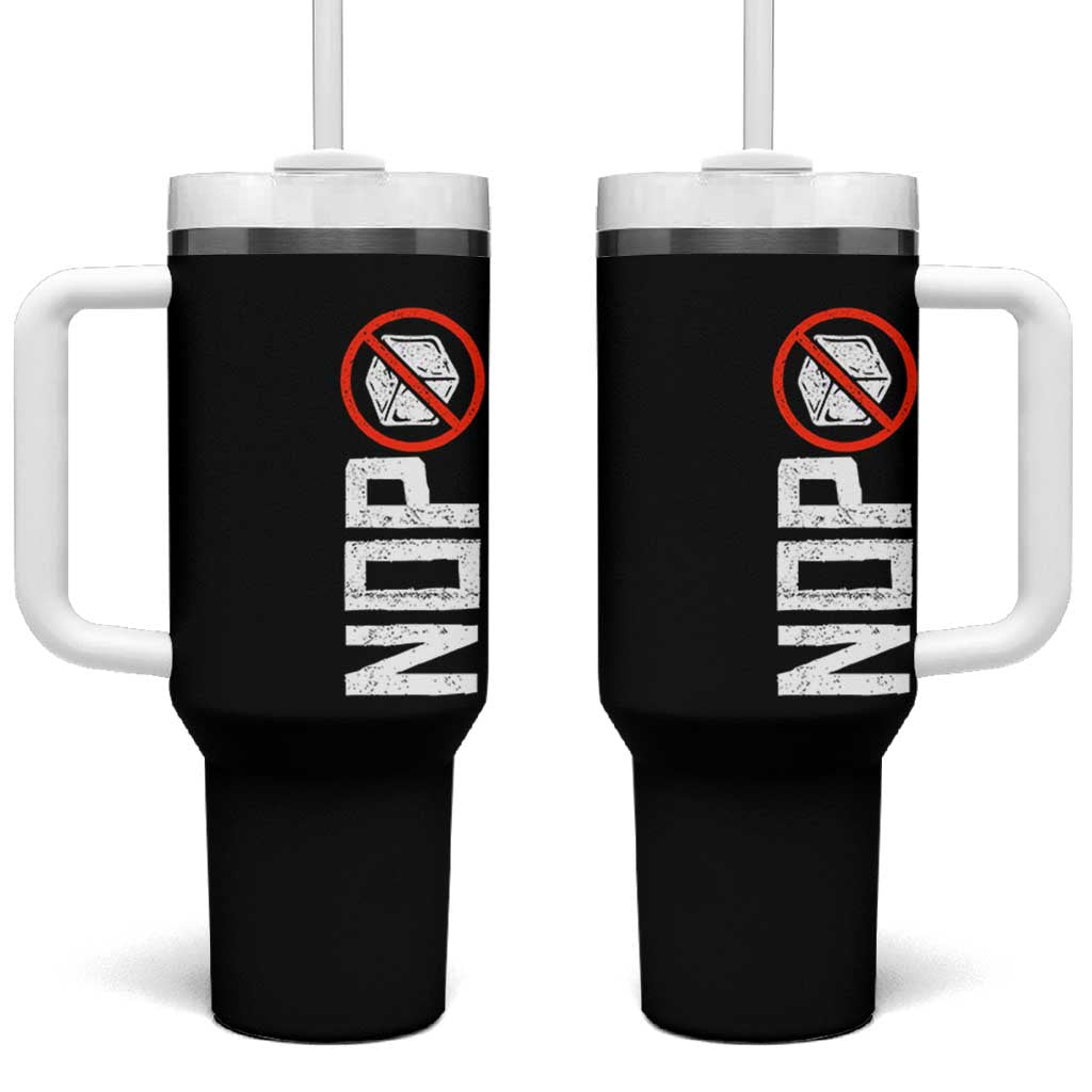 No ICE Protest Tumbler With Handle Nope Sign Vertical