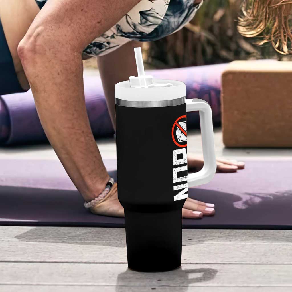 No ICE Protest Tumbler With Handle Nope Sign Vertical
