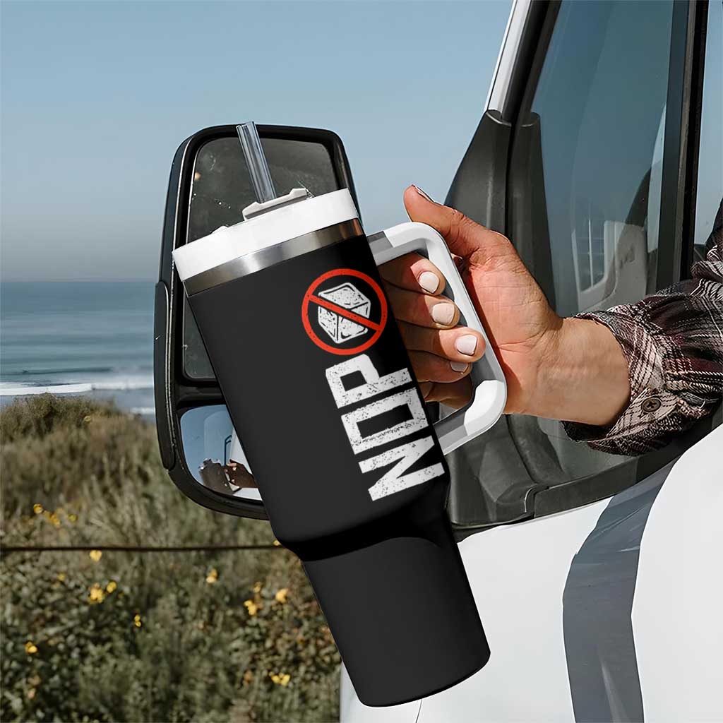 No ICE Protest Tumbler With Handle Nope Sign Vertical