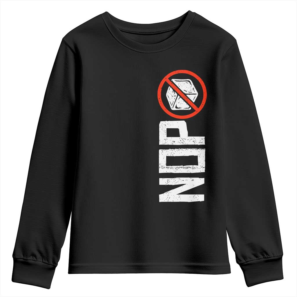 No ICE Protest Youth Sweatshirt Nope Sign Vertical
