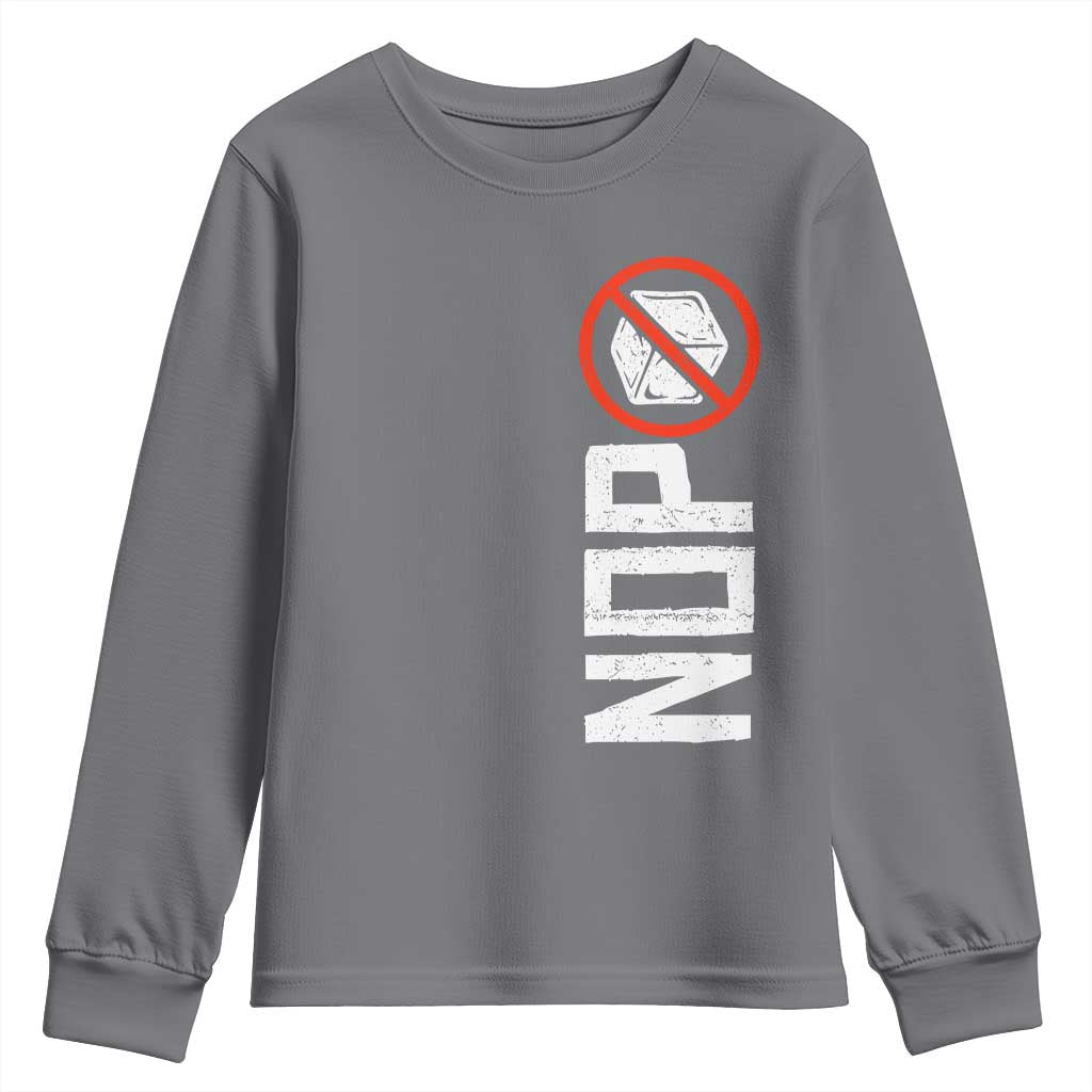No ICE Protest Youth Sweatshirt Nope Sign Vertical