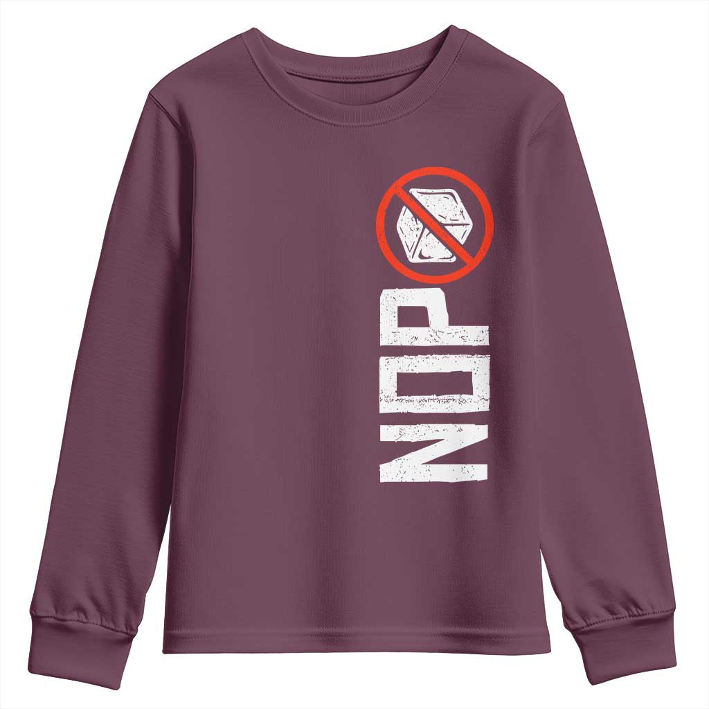 No ICE Protest Youth Sweatshirt Nope Sign Vertical