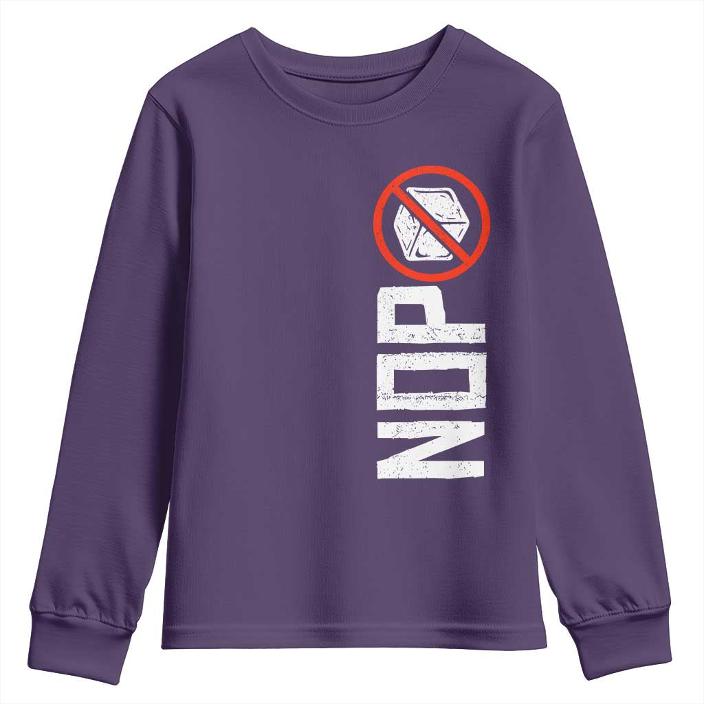 No ICE Protest Youth Sweatshirt Nope Sign Vertical