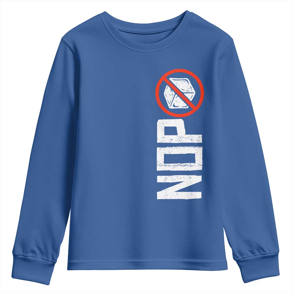 No ICE Protest Youth Sweatshirt Nope Sign Vertical