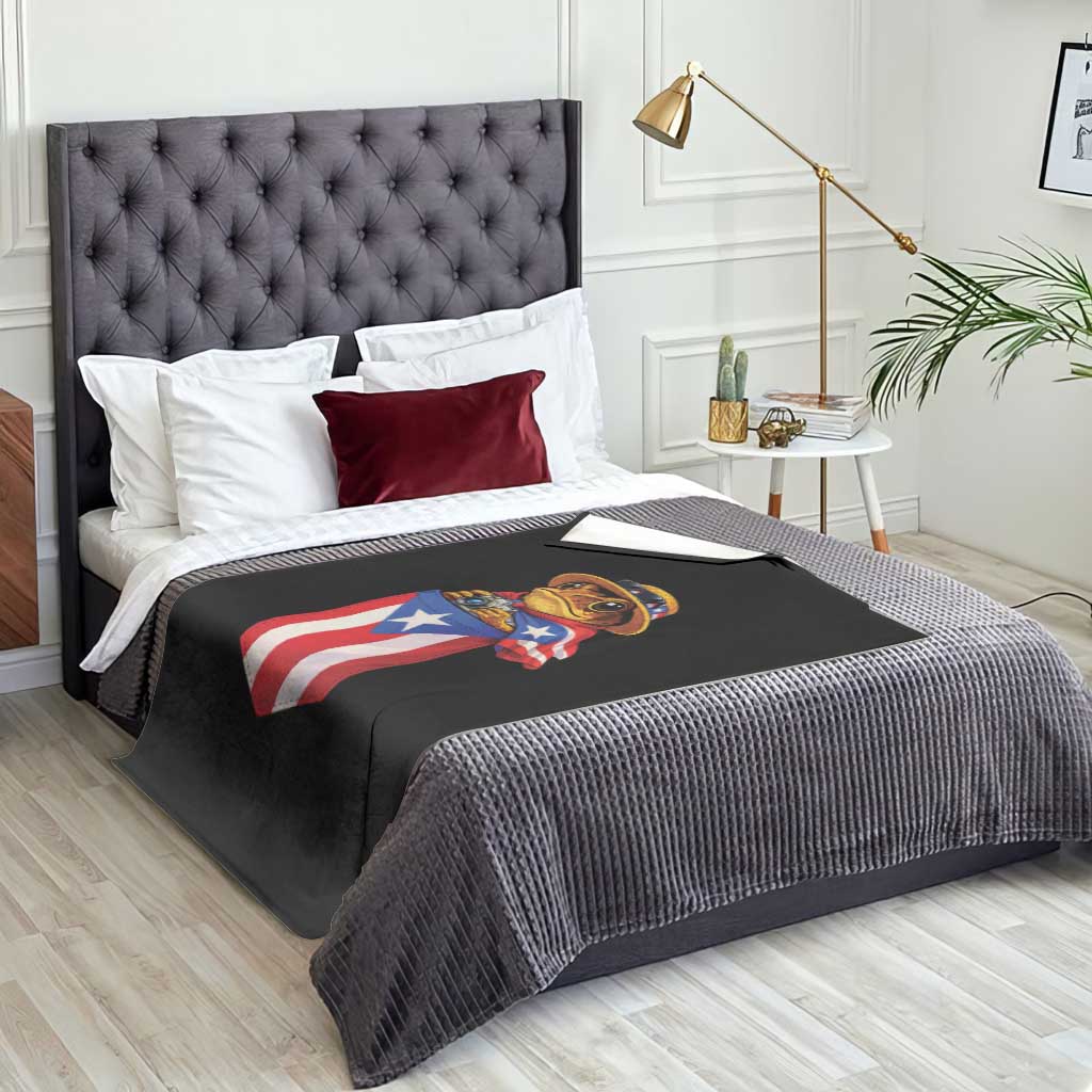 Funny Coqui Frog Puerto Rico Flag Throw Blanket Puerto Rican Taino Buricua Borinquen